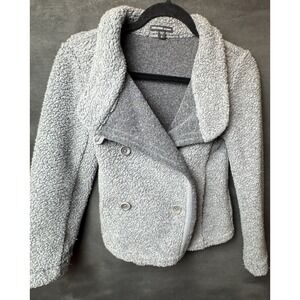 James Perse Gray sweater Jacket Sherpa Size 0 X SMALL Wool blend